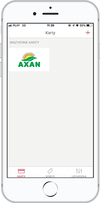 Aplikacja Stocard na iPhone — karta AXAN PREMIA w telefonie