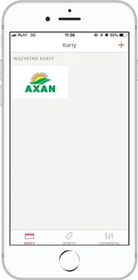 Aplikacja Stocard na iPhone — karta AXAN PREMIA w telefonie